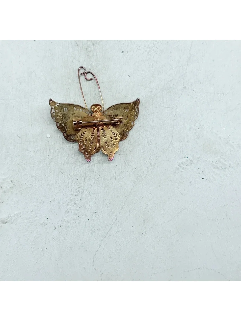332u. Filigree Butterfly Brooch Vintage